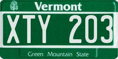 VT license plate XTY203
