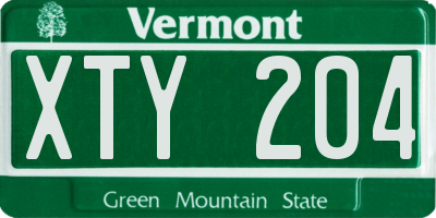 VT license plate XTY204