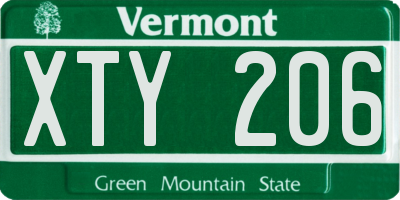 VT license plate XTY206