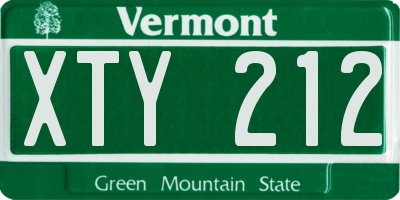 VT license plate XTY212