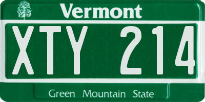 VT license plate XTY214