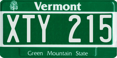 VT license plate XTY215