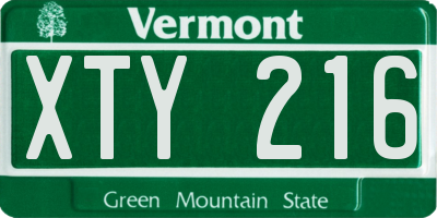 VT license plate XTY216