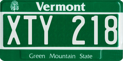 VT license plate XTY218