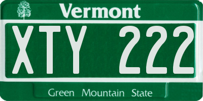 VT license plate XTY222