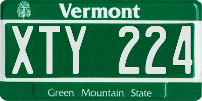 VT license plate XTY224