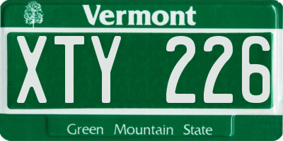 VT license plate XTY226