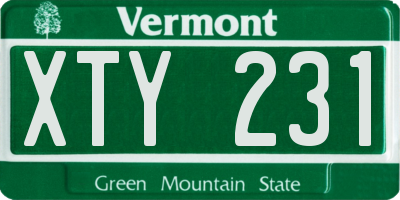 VT license plate XTY231