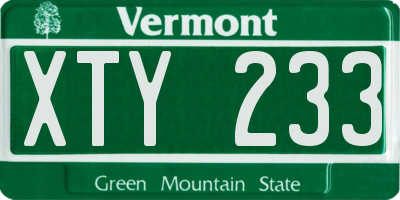 VT license plate XTY233