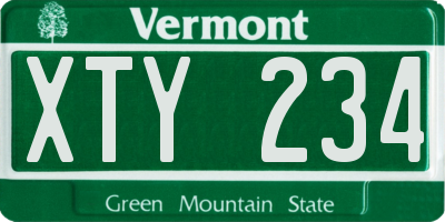 VT license plate XTY234