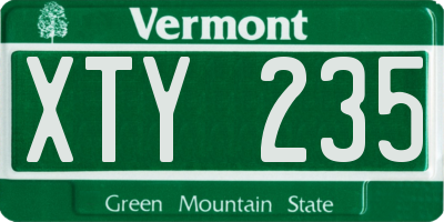 VT license plate XTY235