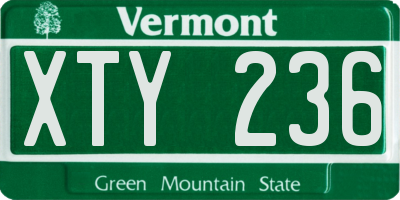 VT license plate XTY236
