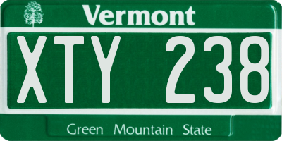 VT license plate XTY238