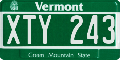 VT license plate XTY243