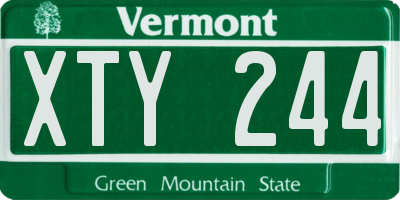 VT license plate XTY244