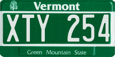 VT license plate XTY254
