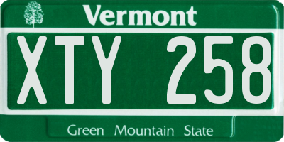 VT license plate XTY258