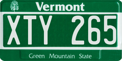 VT license plate XTY265