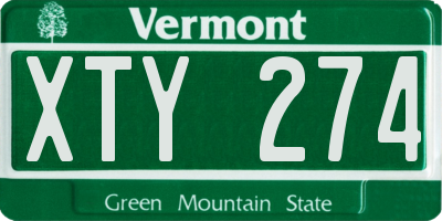 VT license plate XTY274