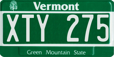 VT license plate XTY275