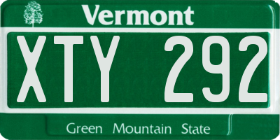 VT license plate XTY292
