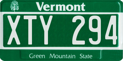 VT license plate XTY294