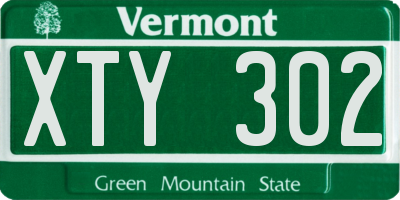 VT license plate XTY302
