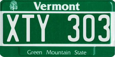 VT license plate XTY303