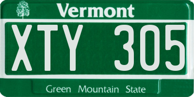 VT license plate XTY305