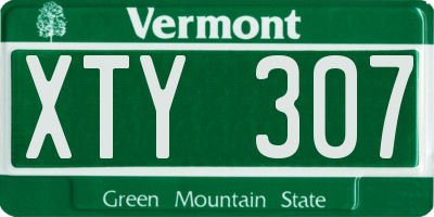 VT license plate XTY307