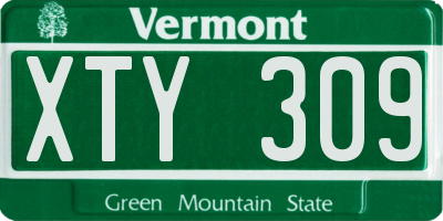 VT license plate XTY309