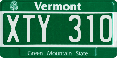VT license plate XTY310