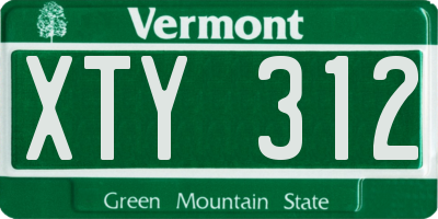 VT license plate XTY312