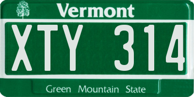 VT license plate XTY314