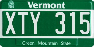 VT license plate XTY315