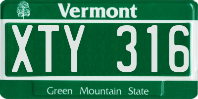 VT license plate XTY316