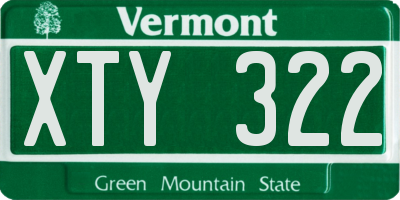 VT license plate XTY322
