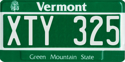 VT license plate XTY325