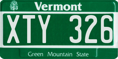 VT license plate XTY326