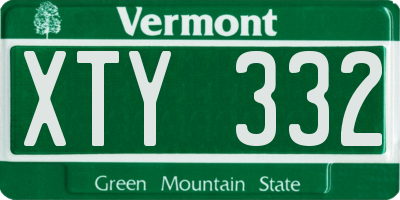 VT license plate XTY332
