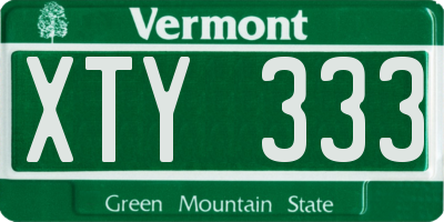 VT license plate XTY333