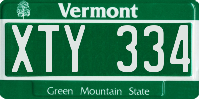 VT license plate XTY334