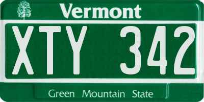 VT license plate XTY342