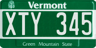 VT license plate XTY345