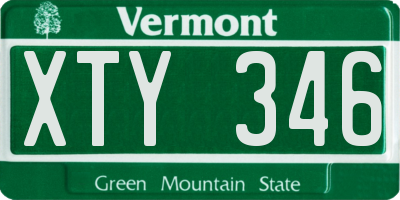 VT license plate XTY346