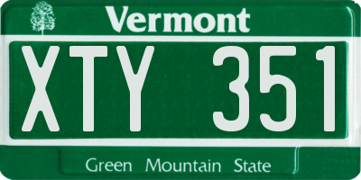 VT license plate XTY351