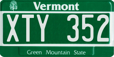 VT license plate XTY352