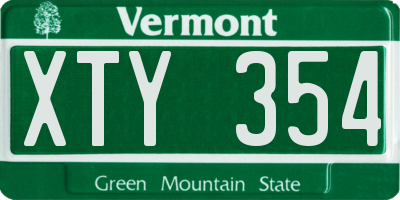 VT license plate XTY354