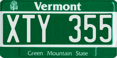 VT license plate XTY355