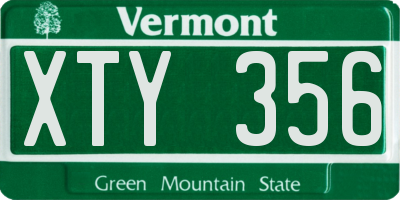 VT license plate XTY356